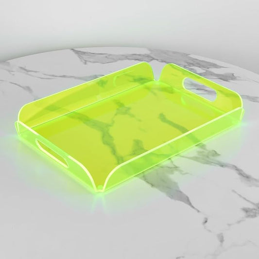 Neon Green Acrylic Tray 15x10.2 Inches - Eye-Catching Serving and Display Tray for Parties, Events, and Home Décor - Durable and Bright Organizer