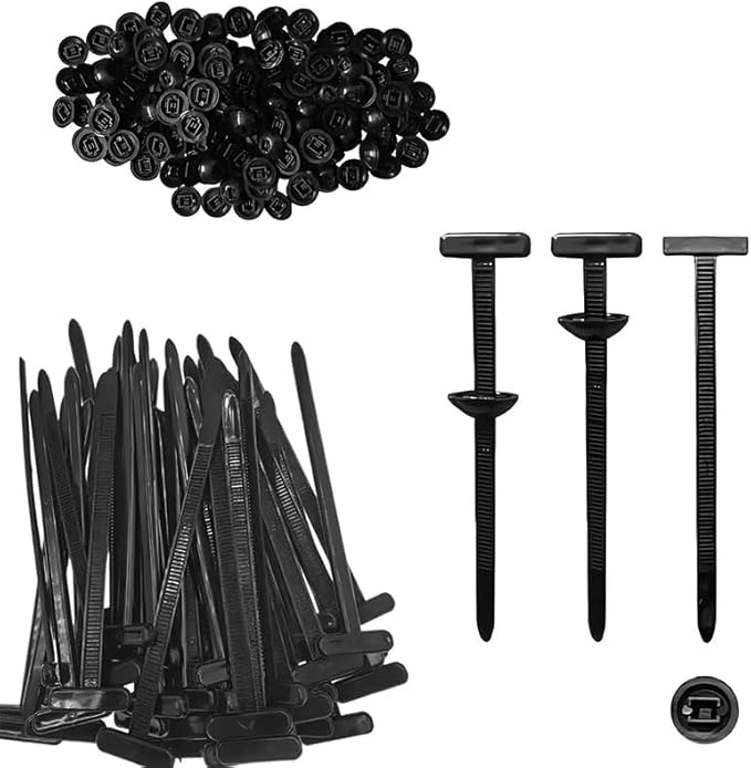 100PCS Nylon Universal Cable Tie Buckle, Heavy Duty Self-Locking Nylon Zip Ties Holder, UV-Resistant Fasteners for Car Fender Trunk Repair, Wire Bundling, Home & Garage Use