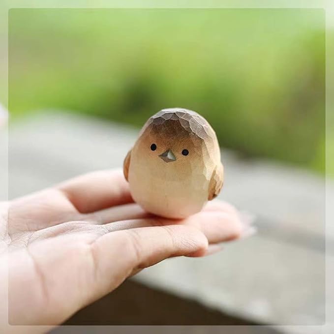 Bird Figurines Small Bird Figurines Home Decor Hand Carved Painted Wooden Statues for Home Decor, Gift for Bird Lovers,Housewarming, Birthday, Christmas (Grey)