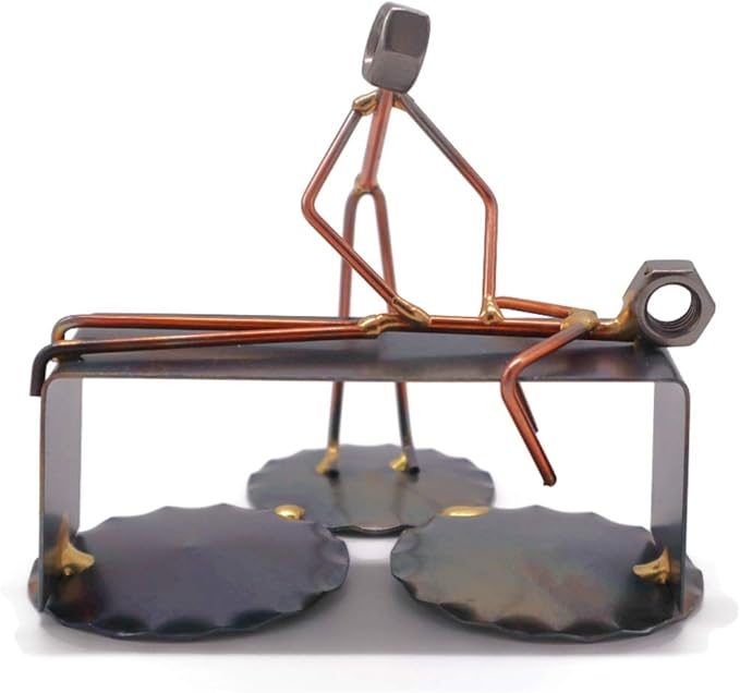 Massage Therapist - Handmade Metal Figurine - Hand Welded Metal Art and Recycled Metal Sculptures - Unique Desk Accessories, Medical Office Decor, & Massage Therapist Gifts