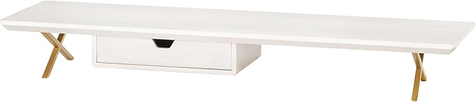 Anji Mountain Monitor Stand - Desktop Organizer & Laptop Riser, Ergonomic Monitor Riser, Space-Saving Monitor Stand for Desk, Durable Construction, Easy Assembly, Ideal for Home & Office,White Wash