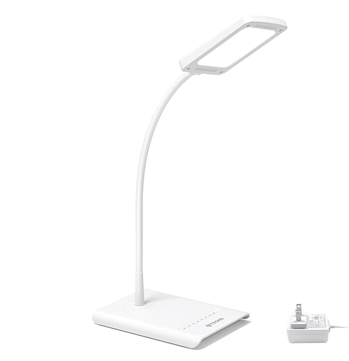 TROND Desk Lamp, Bright Dimmable Eye-Caring Table Lamp, 3 Color Modes 7 Brightness Levels, Flexible Gooseneck, Touch Control, Memory Function, Desk Light for Home Office Dorm Room Essentials