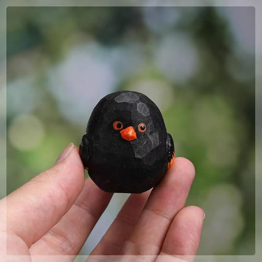Bird Figurines Small Bird Figurines Home Decor Hand Carved Painted Wooden Statues for Home Decor, Gift for Bird Lovers,Housewarming, Birthday, Christmas (Black)