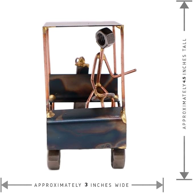 Golf Cart with Man Collectible Handmade Metal Art Figurine, Desk Accessories, Trophy, Boss Gift, Office Décor, Business Professional, Golfing