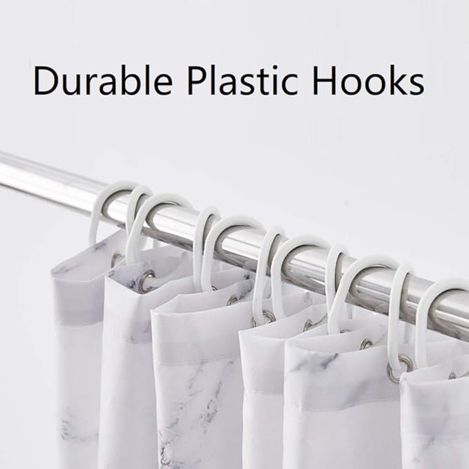 YOSTEV Marble Bathroom Shower Curtain,Grey and White Fabric Shower Curtain with Hooks,Unique 3D Printing,Decorative Bathroom Accessories,Water Proof,Reinforced Metal Grommets,Standard 72x72 Inches