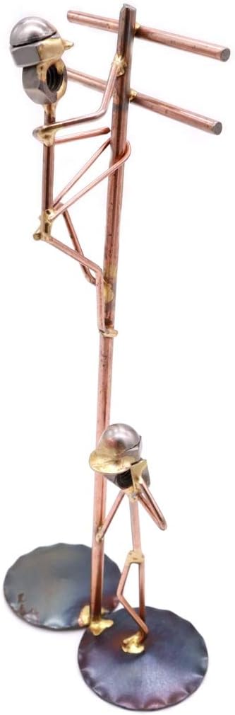 Lineman with Boss Collectible Handmade Metal Art Figurine, Desk Accessories, Trophy, Boss Gift, Office Décor, Climber