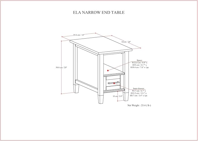 SIMPLIHOME Ela Solid Wood 14 inch Wide Rectangle Transitional Narrow End Table in Smoky Brown for The Living Room and Bedroom