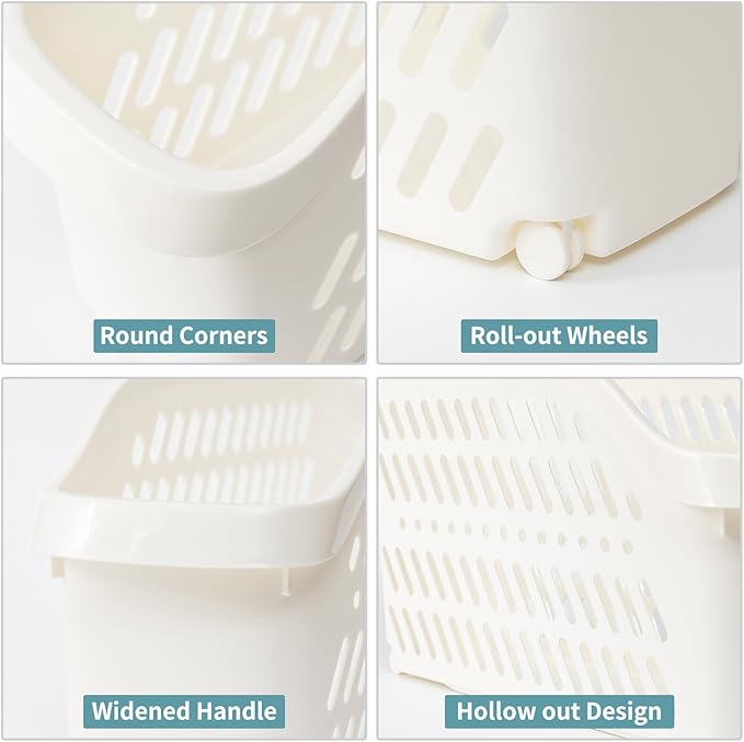 3 Pack Under Sink Organizer with Wheels Pull Out Kitchen Bathroom Cabinet Organizers and Storage Multi-purpose Plastic Organizer Baskets for Cleaning Supplies, Bottles