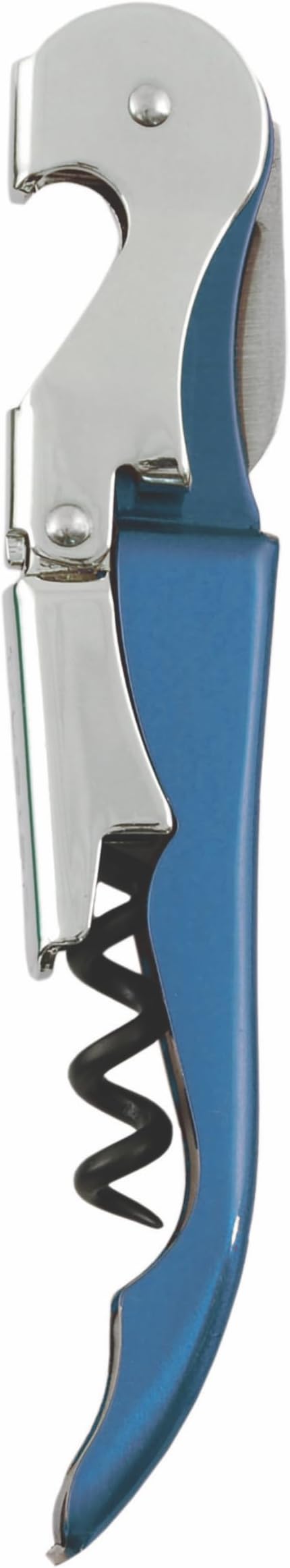 True Brands TrueTap Double Hinged Waiters Corkscrew, Top-notch Stainless Steel Opener with Foil Cutter Built to Last Wine Key Metallic Blue, Set of 1