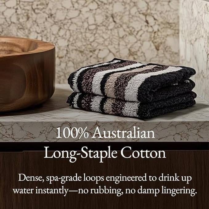 Italic Ultraplush 100% Australian Cotton Hand Towels - Set of 2 Luxury Hand Towels, Ultra Soft and Highly Absorbent 800GSM for Bathroom,Shower, Hotel, and Spa (Stripe Multi-Color)