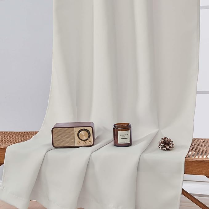 Aiyufeng Natural Short 36 Inches Room Darkening Curtain 2 Panels Set, Half Window Rod Pocket Privacy Tiers for Kitchen, Curtains Blackout for Bathroom Shades, W40 x L36 Inch, Natural