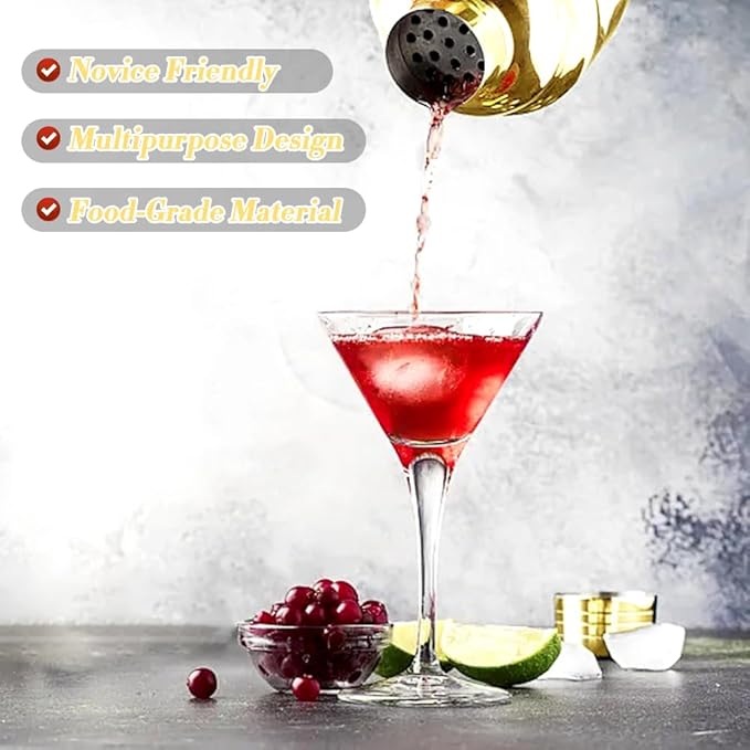 Cocktail Shaker,25 oz Drink Mixer with Built-in Strainer for Mixing Drinks Margaritas,Beginner Friendly Stainless Steel Mixer Bar Utensil Tool-christmas gift(Gold)