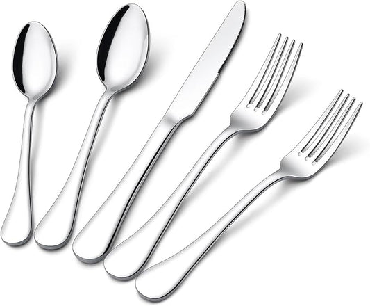 Onader 30 Pieces Silverware Set, 18/10 Stainless Steel Flatware Cutlery Set for 6