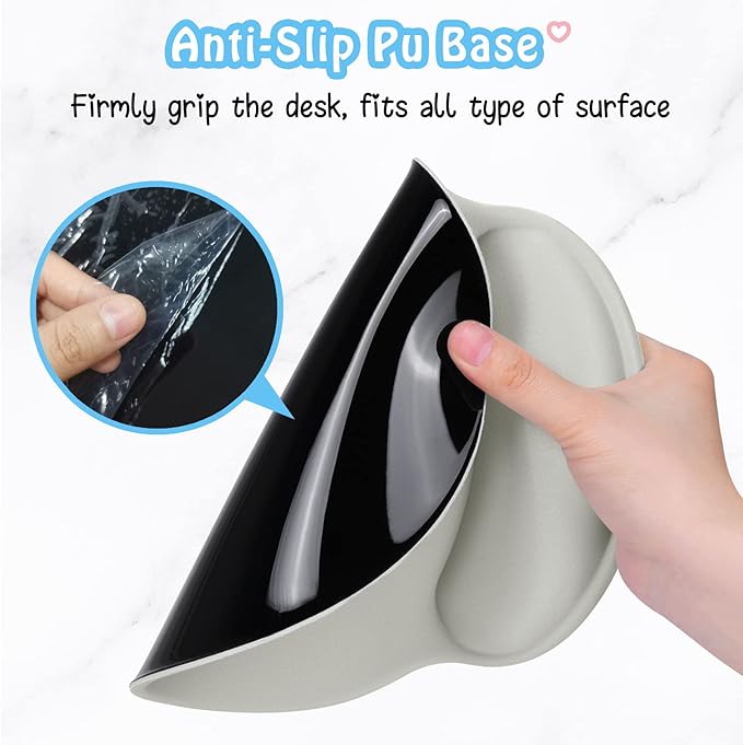 Hsurbtra Ergonomic Mouse Pad with Wrist Rest Support, Gel Mouse Pads with Non-Slip PU Base, Pain Relief Memory Foam Computer Mat, Cute Office Supplies Desk Decro Accessories, Space Gray