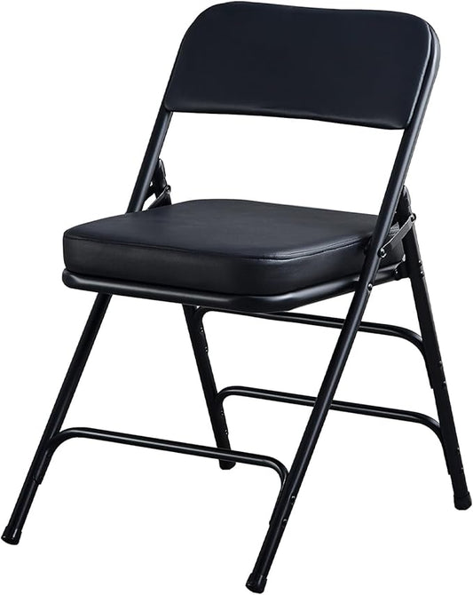 KAIHAOWIN Folding Chairs with Ultra Thick Padded Seat Foldable Chair Indoor Comfortable Metal Chairs with Soft Cushion Black