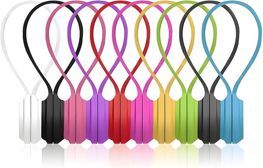 10 Pcs Reusable Magnetic Cord Organizers, Silicone Magnetic Cable Ties with Strong Magnets for Cable Bundling & Holding Bookmarks - Cord Ties for Electronics - Suitable for Office, Home, School