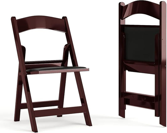 Flash Furniture Hercules Series Folding Chair - Red Mahogany Resin – 2 Pack 800LB Weight Capacity Comfortable Event Chair - Light Weight Folding Chair