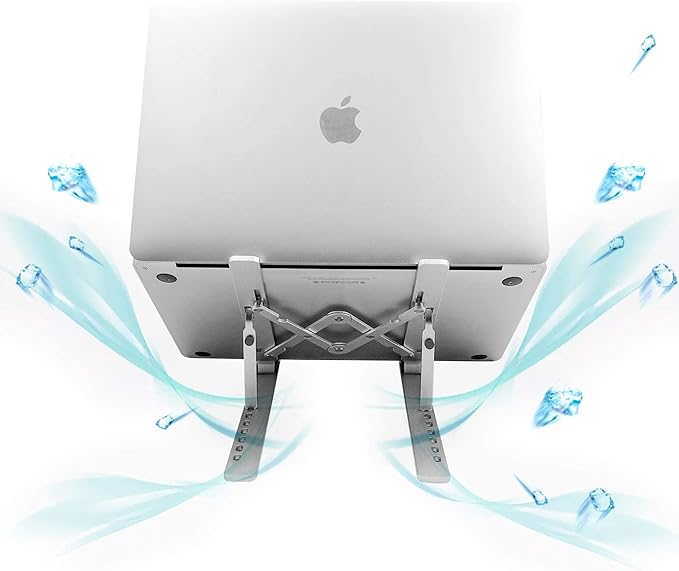Laptop Stand, Adjustable Aluminum Foldable Portable Holder, Upgrade Whole Anti-Slip Silicone Pad, Laptop Riser for Desk Compatible with MacBook Air Pro/iPad, Lenovo and More 10-15.6” Tablets