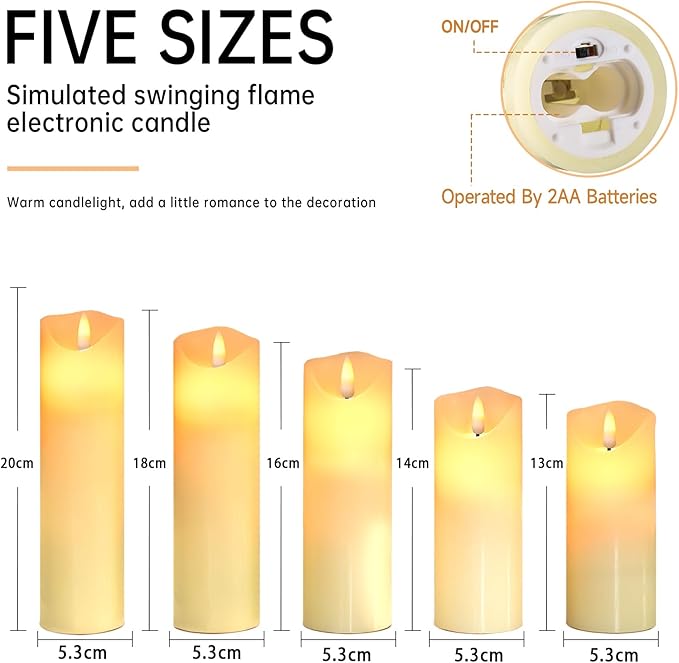 Da by Flameless Candles LED Pillar Candles ，Battery Operated Candles Wich Remote and Timer, Flickering LED Candles,Real Wax,Set of