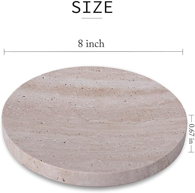 8" Natural Travertine Ring Dish Jewelry Tray for Women Gift - Marble Trinket Dish for Key Earring Nightstand - Candy,Fruit, Nut, Snack Serving Tray for Table, Home Decor (Beige Travertine)