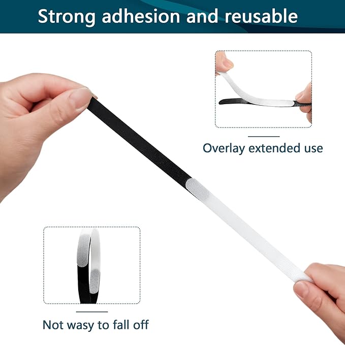 50PCS Reusable Cable Ties,Adjustable Cable Management,Cord Organizer,Cable Organizer,Multi-Purpose Wire Ties (25 Pcs Black and 25 Pcs White Cable Ties)