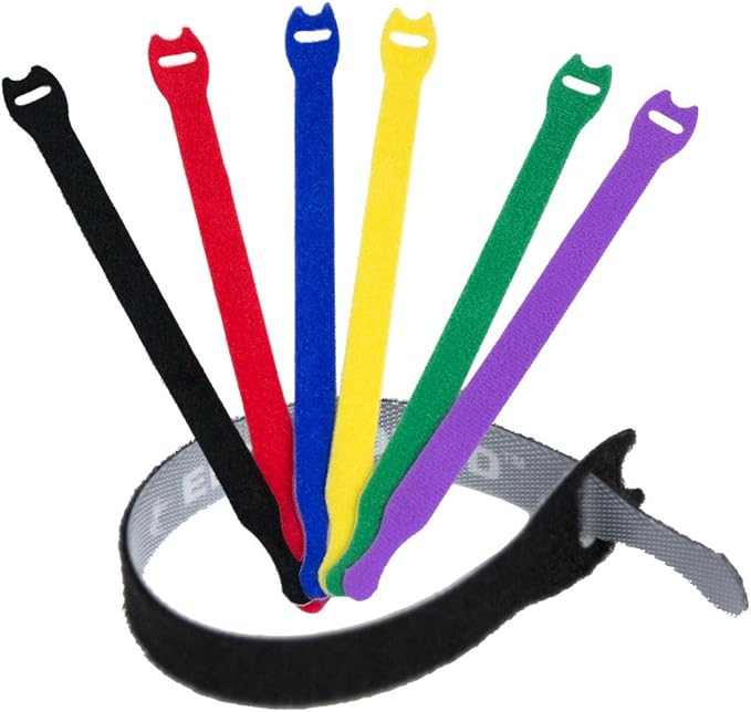 Reusable Cable Ties 1/2" x 8" for Cable Management and Organizing Cords - 60 Pack (Color)