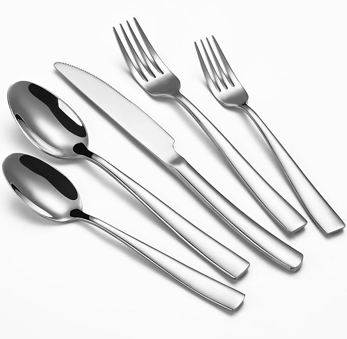 40-Piece Silverware Set, Heavy Duty Stainless Steel Flatware Cutlery Set Service for 8, Food-Grade Utensil Sets for Home Restaurant, Dishwasher Safe