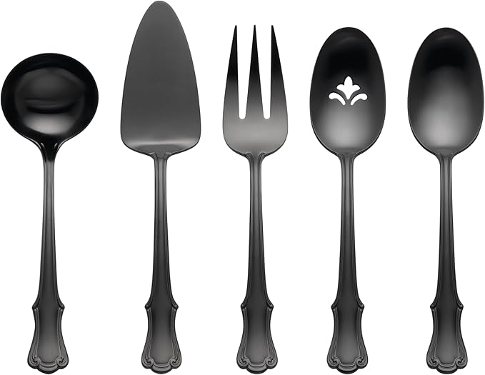 Oneida 897921 James Street Satin Black 5 Piece Hostess Set