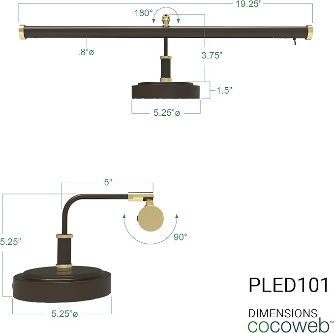 Cocoweb 19" Mahogany Bronze LED Directional Piano Desk Lamp - PLED101MBD (Mahogany Bronze)