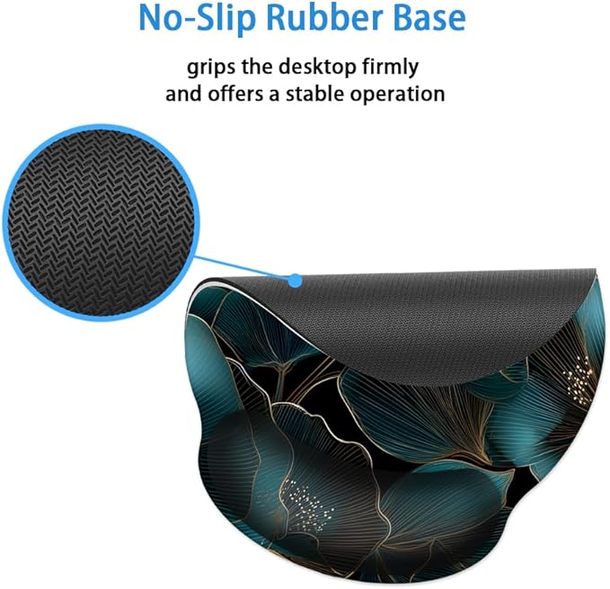 Mouse Pad with Wrist Support, Ergonomic Mouse Pad with Memory Foam Wrist Rest Cushion, Non-Slip Rubber Base Gaming Mice Pad for Home Office Computer Laptop,Gold Green Plants