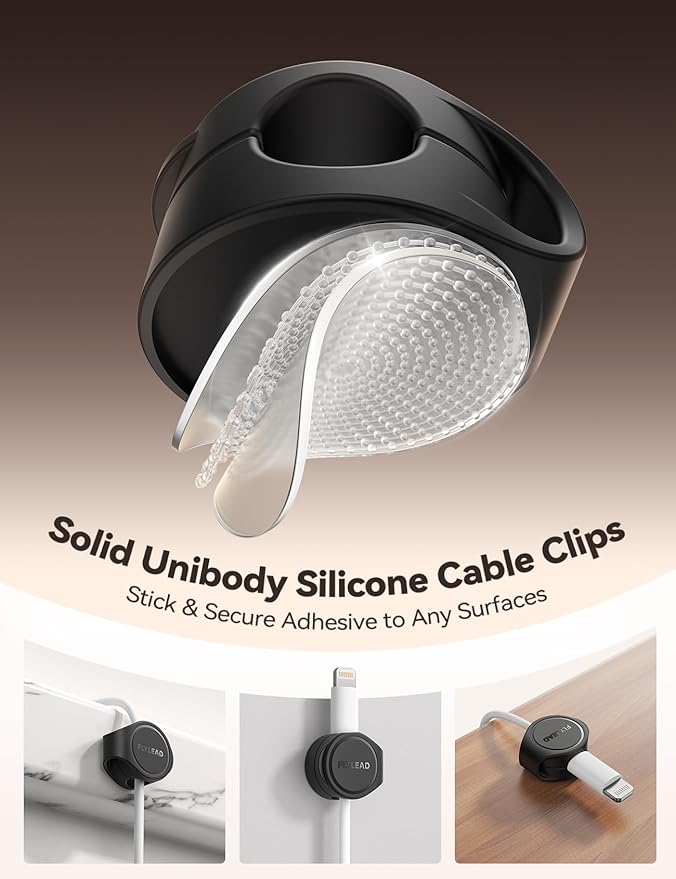 8-Pack Silicone Cord Organizer Magnetic Cable Clips, Adhesive Cable Management Under Desk Wire Hider, FLYLEAD Desktop Cable Organizer for Phone, Office Workspaces Desk Organization Home Accessories