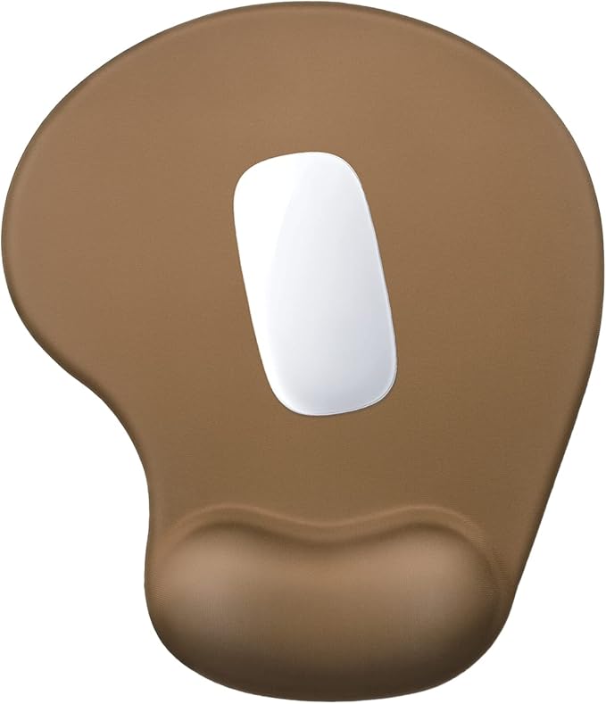 Hsurbtra Ergonomic Mouse Pad with Wrist Rest Support, Gel Mouse Pads with Non-Slip PU Base, Pain Relief Memory Foam Computer Mat, Cute Office Supplies Desk Decro Accessories, Leather Brown