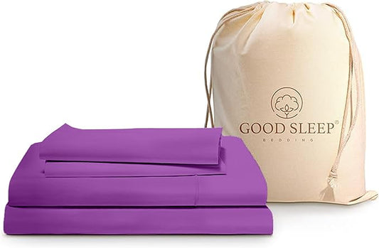 Good Sleep Bedding Cal King Sheet Set - 100% Egyptian Cotton Sheets California King Size, 4Pc, 1000 TC, California King Sheets, Soft, California King Sheet Sets Deep Pocket Fits Upto 16" - Purple