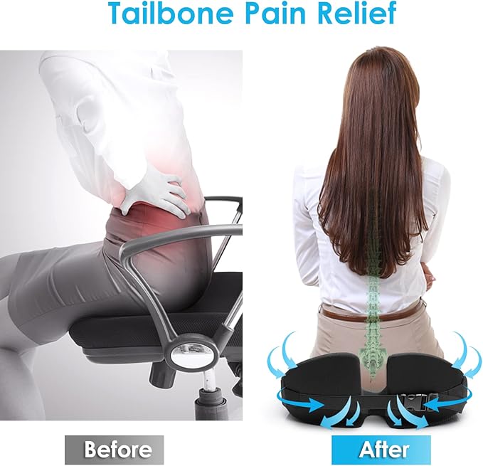 Comfortable Car Coccyx Seat Cushion Pad for Sciatica Tailbone Pain Relief, Heightening Wedge Booster Seat Cushion for Short People Driving, Truck Driver, for Truck Accessories Office Chair