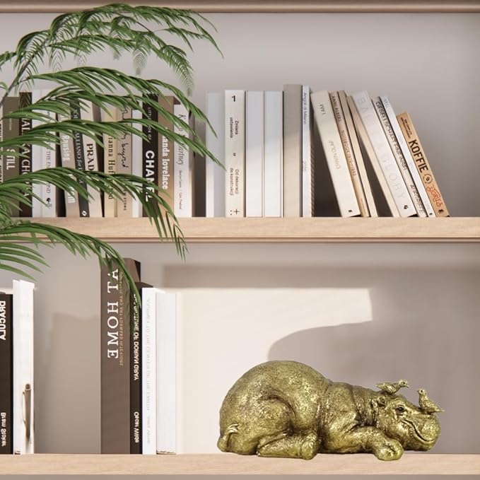 7-Inch Mini Hippo Statue - Resin Hippopotamus Figurine for Car Dashboard, Home Decor & Office Desktop, Cute Animal Ornaments for Shelf/Cabinet Display