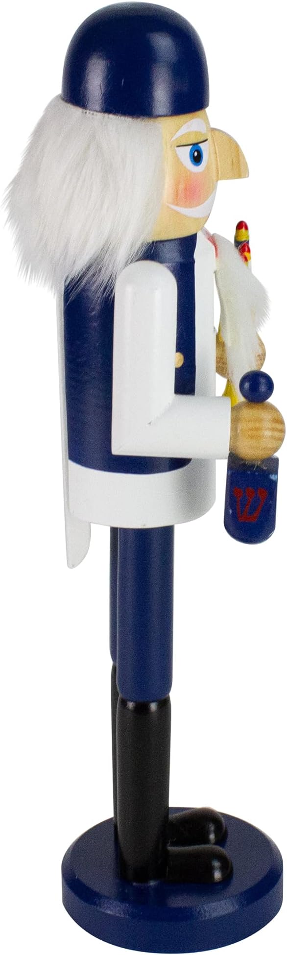 Northlight 14" Blue and White Wooden Hanukkah Nutcracker with Dreidel and Menorah