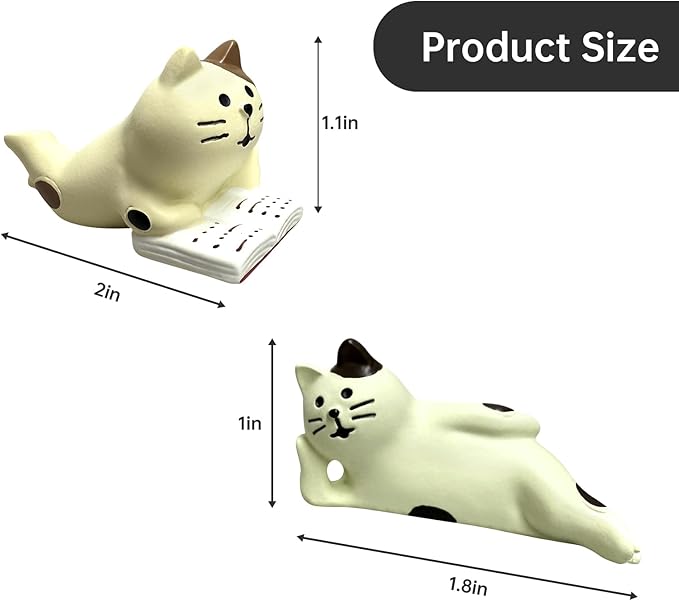 Cute Mini Lazy Cat Reading Book Figurine Resin Cat for Office, Home Decoration Perfect Cute Cat Gift for Cat Lovers