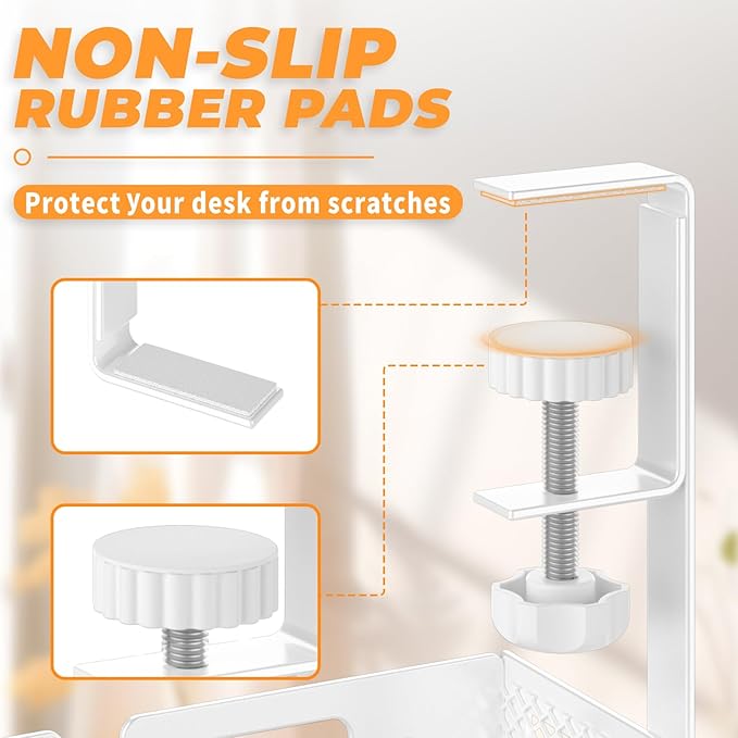 Under Desk Cable Management Tray, 15.7'' No Drill Steel Desk Cable Organizers, Wire Management Tray Cable Management Rack (1 Pack-White)