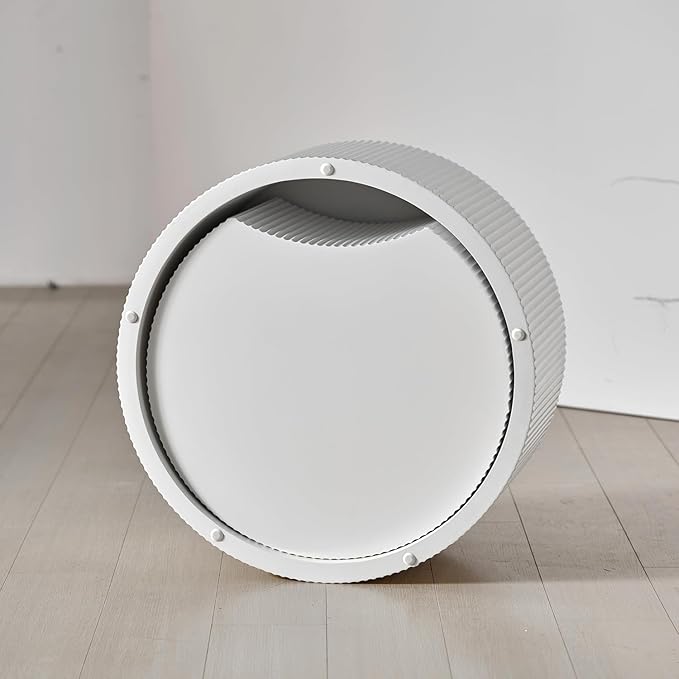 Round Nesting Coffee Table Set of 2 Modern Cream Fluted Coffee Table Small Round End Table Crescent Side Table Circular Coffee Tables Nested Coffee Tables for Living Room (Cream Large)