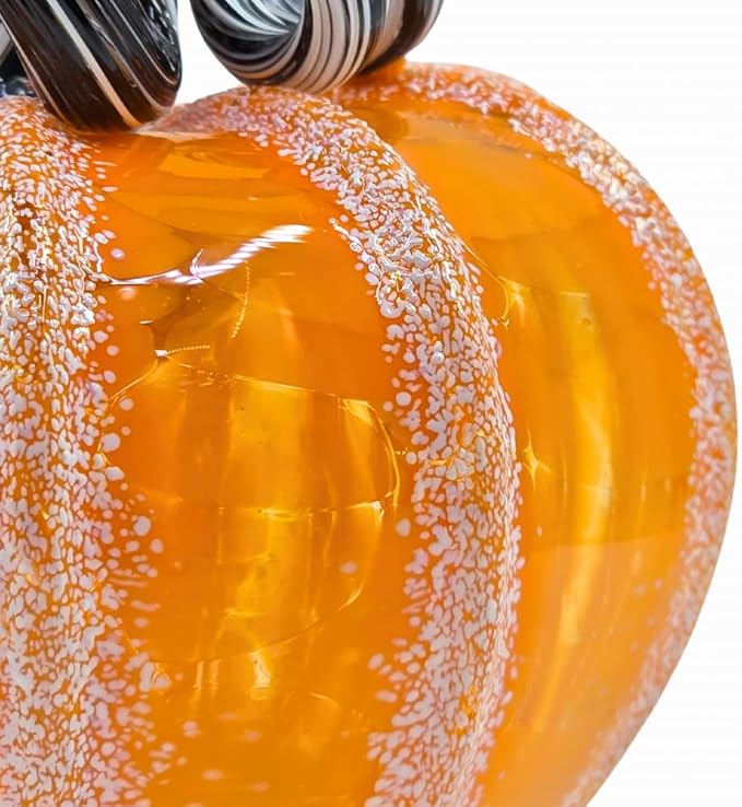 Luke Adams Glass Handmade Glass Pumpkins Handmade Table Top Home Decor (Squat, Halloweenie)