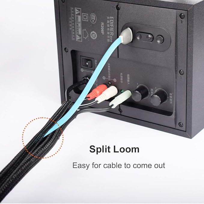 ZhiYo 20ft - 1 inch Cable Sleeve, Cord Wrap Wire Protector Tubing for Pets, PC Cable Wrap, Computer Cable Management Sleeve - Black