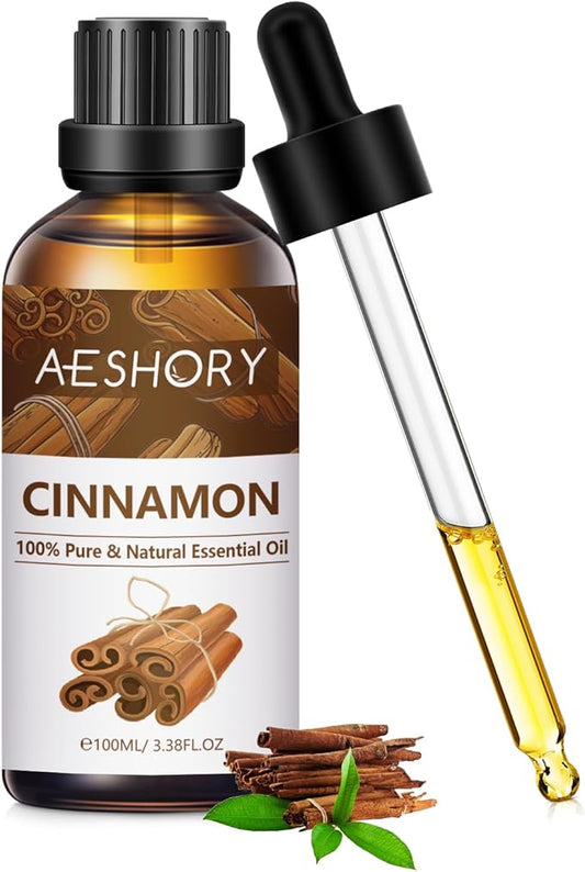 Cinnamon Essential Oil 3.38FL.OZ - Aromatherapy Essential Oils for Diffusers for Home, Cinnamon Scented Oils for Massage, Soap Candle Making Scents - 100ML