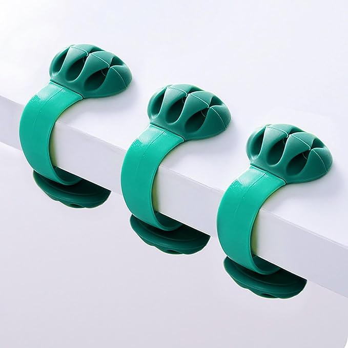 Cable Holder - Cord Organizer - Cable Management Clips - Wire Holder System -3 Packs Multipurpose Cable Clips for Phone Chargers, USB Cables - Home, Office, Nightstand, Desk Organizer (Dark Green)