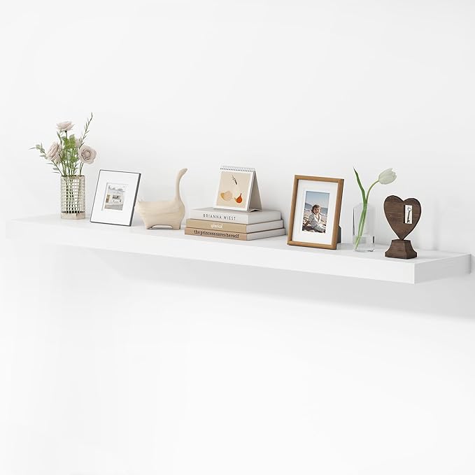 Dreamland 55 Inches Floating Shelves for Wall, 9.3" Deep Long Floating Shelves Set of 1, Large Display & Storage Shelf, Wall Shelf for Bathroom Bedroom Living Room Kitchen Office, White