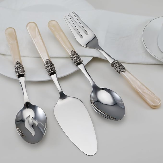 REVERIE Collection 18/10 Stainless Steel Vintage Flatware set,Sliverware set,Dishwasher safe (65, Champagne)