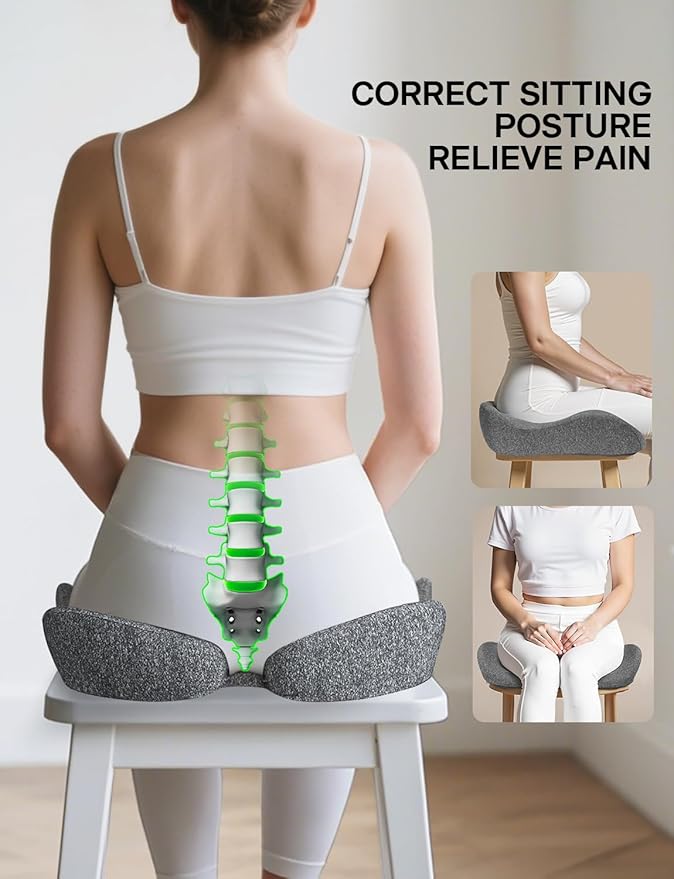 Medisana Seat Cushion, SC 150G Seat Cushions for Office Chairs, Car Seat, Wheelchair - Sciatica & Tailbone & Coccyx Pain Relief Pillow for Driver Sedentary People（Size:19.6 * 16.6 * 3.7 in-Grey）