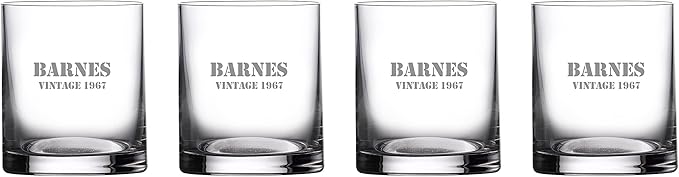 Waterford Marquis Personalized Moments Double Old Fashioned Glasses, Set of 4 Custom Engraved Crystal Whiskey/Rocks Glasses for Bourbon, Scotch, Liquor, Home Bar Accessories