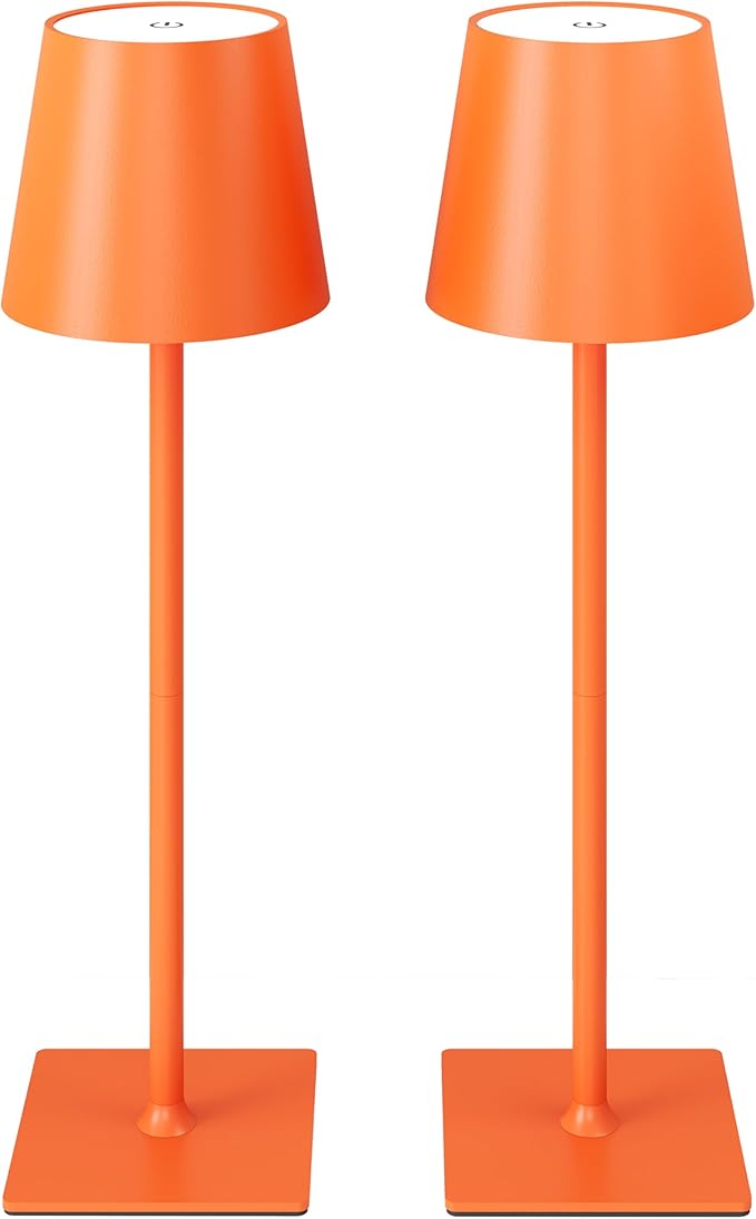 2 Pack Cordless Table Lamps, 3 Colors Stepless Dimming, 5000mAh Rechargeable Battery LED Desk Lamp for Bedroom/Couple Dinner/Desk/Cafe/Dining Room/Terrace