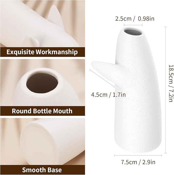 Hugging Flower Vases for Bouquet, 2 Pack White Ceramic Vases for for Centerpieces Home Decor Accents Terracotta Vase for Table Entryway Bookshelf Living Room