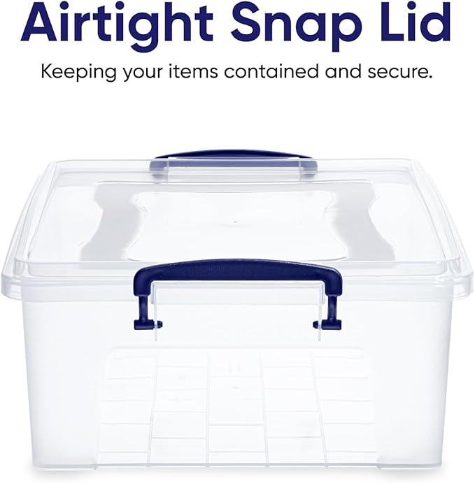 Superio Storage Bins with Lids- Clear Boxes for Organizing, Stackable Plastic Containers- BPA Free, Non-Toxic, Odor Free, Organizer for Home, Office, Dorm, 22.7 Qt, 3 Pack